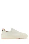 Santoni Slip-on Sneakers With Calf Leather And Durable Rubber Sole In White