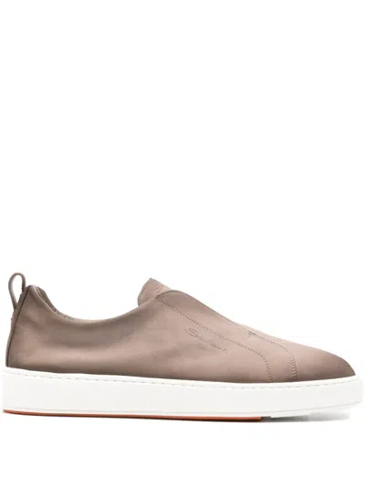 Santoni Victory Slip-on Sneakers In Brown