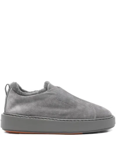 Santoni Victory Slip-on Sneakers In Silver