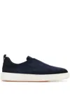 Santoni Victory-fehu59 Laceless Sneakers In Leather In Blue