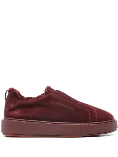 Santoni Victory Sneakers In Burgundy