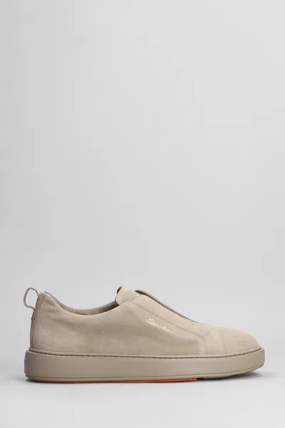 Santoni Victory Sneakers In Taupe Suede In Brown