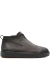Santoni "mid Victory" Ankle Boots With Round Toe In Gray