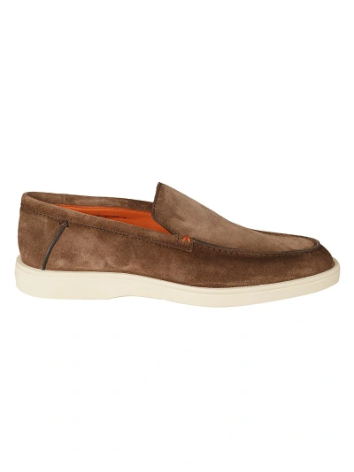 Santoni Vintage Effect Loafers In Brown