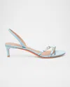 Santoni Virna Buckle Patent Leather Sandals In Light Blue