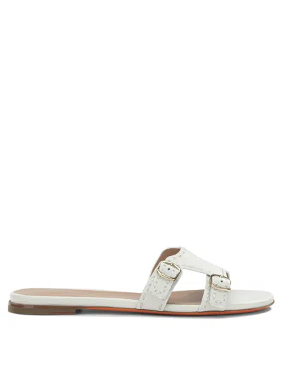 Santoni White Calf Cow Leather Sandals