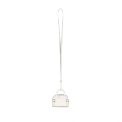 Santoni White Leather Bag Charm Puro White