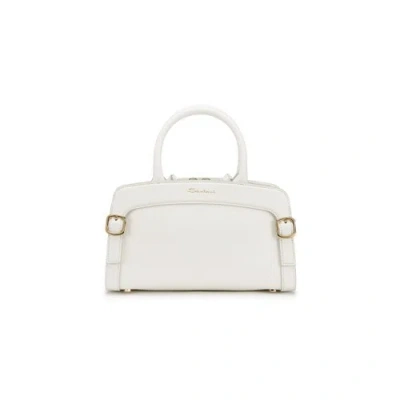 Santoni White Leather Handbag Puro White