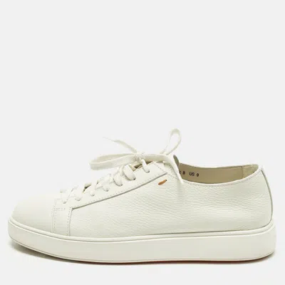 Pre-owned Santoni White Leather Low Top Sneakers