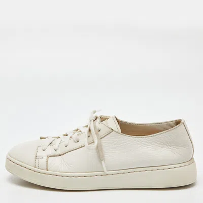 Santoni White Leather Low Top Sneakers