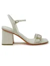 Santoni White Leather Sandal In White