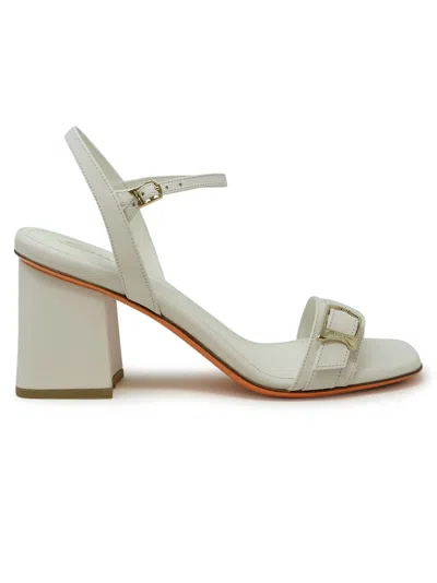 Santoni White Leather Sandal