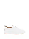 Santoni Slip-on Sneakers With Calf Leather And Durable Rubber Sole In White
