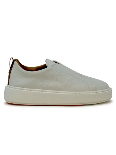 Santoni White Leather Sneaker