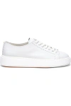 Santoni Pebbled Leather Low-top Sneakers In White