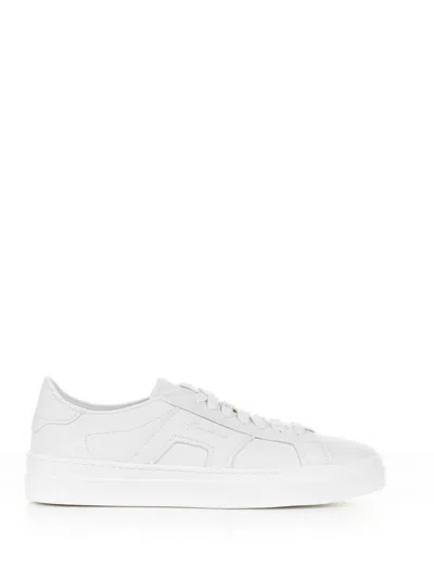 SANTONI WHITE LEATHER SNEAKER