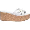 Santoni White Leather Wedge In White