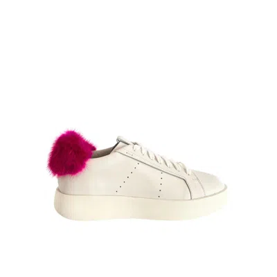Santoni White Leather Women Sneakers In Multi