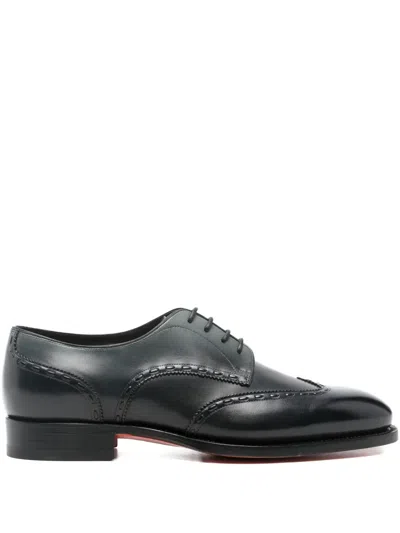 Santoni Wingtip Derby Shoes In Black