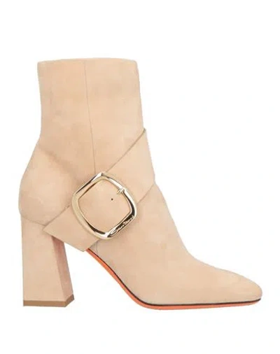 Santoni Woman Ankle Boots Beige Size 6 Leather In Neutral