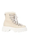 Santoni Woman Ankle Boots Beige Size 6 Sheepskin In Neutral