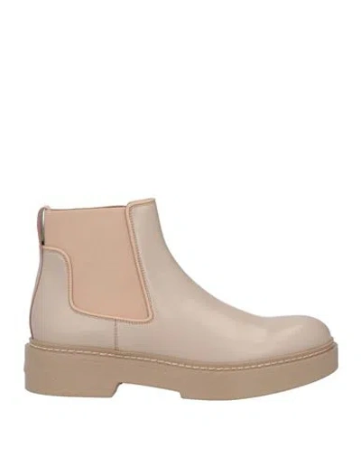 Santoni Woman Ankle Boots Beige Size 6.5 Leather In Neutral