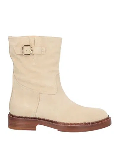 Santoni Woman Ankle Boots Beige Size 7 Leather