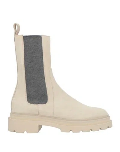 Santoni Woman Ankle Boots Beige Size 8 Leather