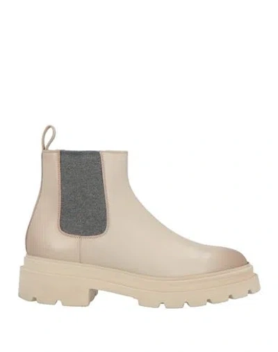 Santoni Woman Ankle Boots Beige Size 8 Leather In Neutral