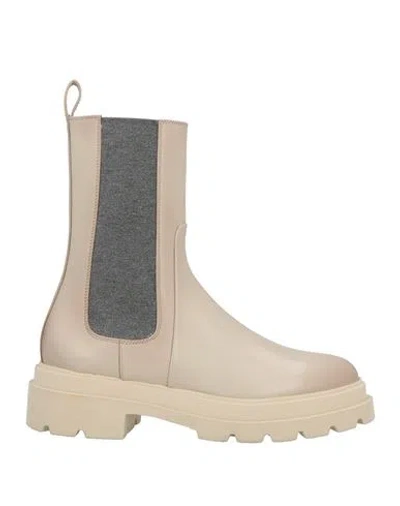Santoni Woman Ankle Boots Beige Size 8 Leather In Neutral