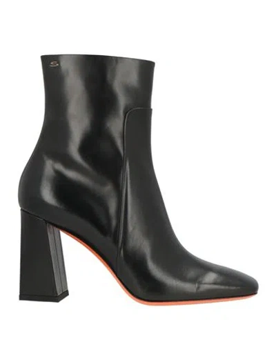 Santoni Woman Ankle Boots Black Size 11.5 Leather