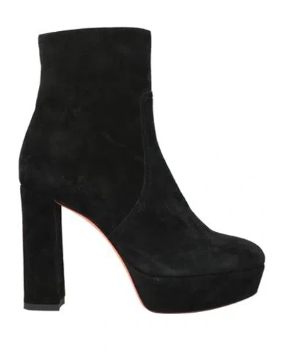 Santoni Woman Ankle Boots Black Size 6 Leather