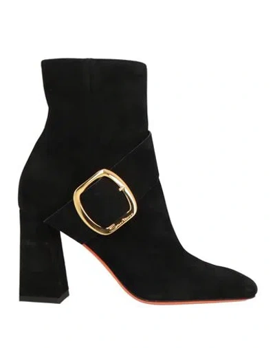Santoni Woman Ankle Boots Black Size 6.5 Leather