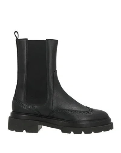 Santoni Woman Ankle Boots Black Size 7 Leather