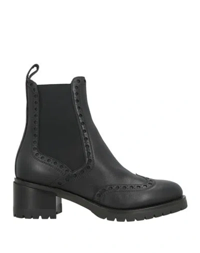 Santoni Woman Ankle Boots Black Size 7.5 Leather