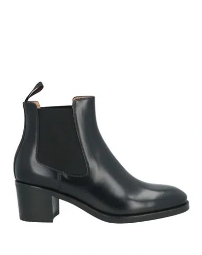 Santoni Woman Ankle Boots Black Size 7.5 Leather