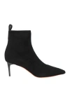 Santoni Woman Ankle Boots Black Size 7.5 Textile Fibers, Leather In Black