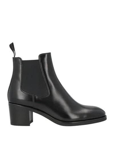 Santoni Woman Ankle Boots Black Size 8 Leather
