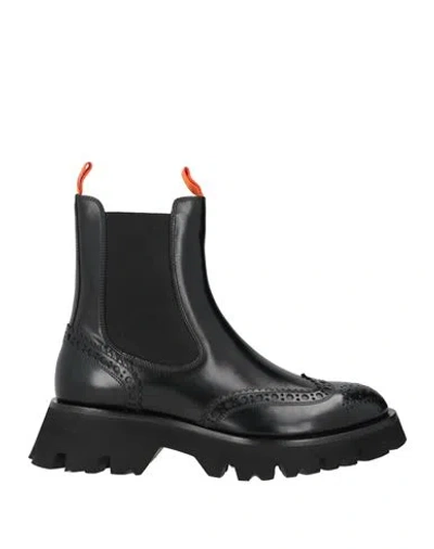 Santoni Woman Ankle Boots Black Size 8 Leather
