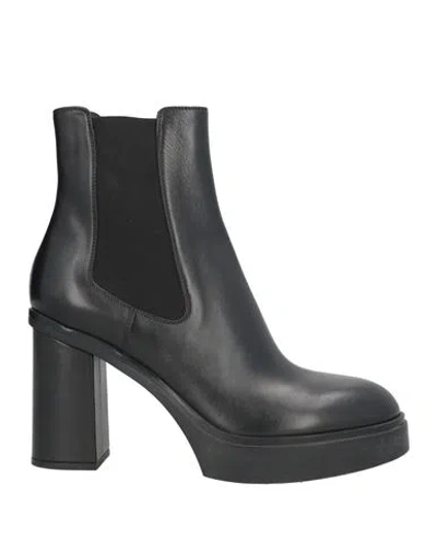 Santoni Woman Ankle Boots Black Size 8 Leather