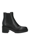 Santoni Woman Ankle Boots Black Size 8 Leather In Black