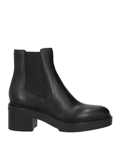 Santoni Woman Ankle Boots Black Size 8 Leather