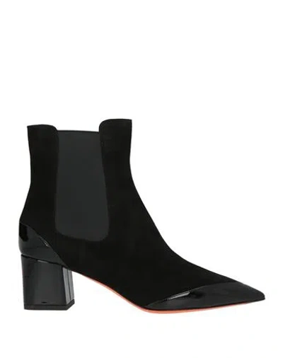 Santoni Woman Ankle Boots Black Size 8 Leather