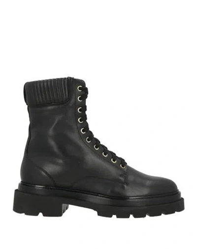 Santoni Woman Ankle Boots Black Size 8 Leather