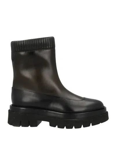 Santoni Woman Ankle Boots Black Size 8 Leather