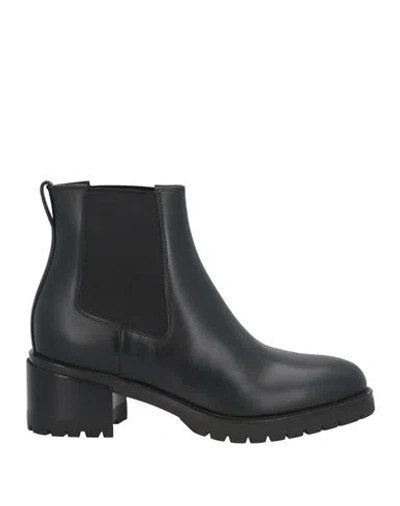 Santoni Woman Ankle Boots Black Size 8 Leather
