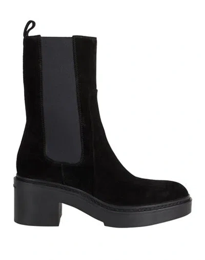 Santoni Woman Ankle Boots Black Size 8 Leather