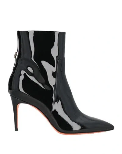 Santoni Woman Ankle Boots Black Size 9 Leather