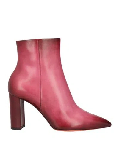 Santoni Woman Ankle Boots Brick Size 6 Leather In Multi