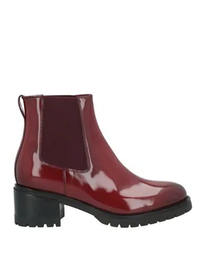 Santoni Woman Ankle Boots Brick Size 8 Leather In Red